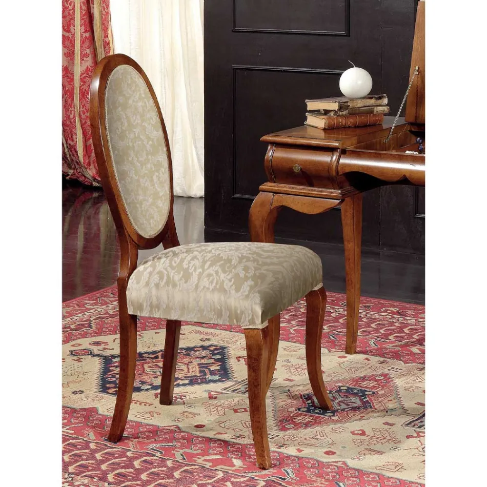 Scaun Clasic Lemn și Tesatura Cu sau Fara Cotiere Made in Italy - Ellie Viadurini