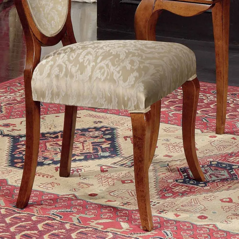 Scaun Clasic Lemn și Tesatura Cu sau Fara Cotiere Made in Italy - Ellie Viadurini