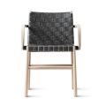 Scaun cu cotiere din fag decolorat și scaun din piele Made in Italy - Nora