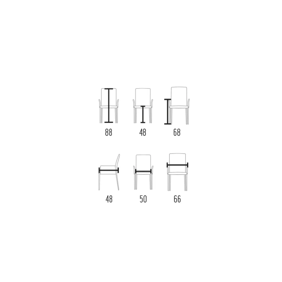 Scaun cu Cotiere Tapițat cu Piele Ivory Made in Italy - Shell Viadurini