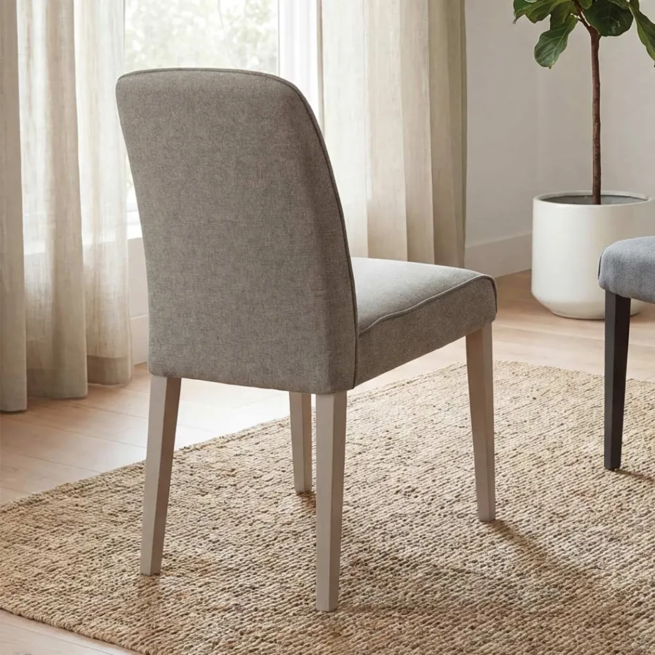 Scaun cu picioare din lemn și șezut din material textil rezistent la pete - Kandinsky Viadurini