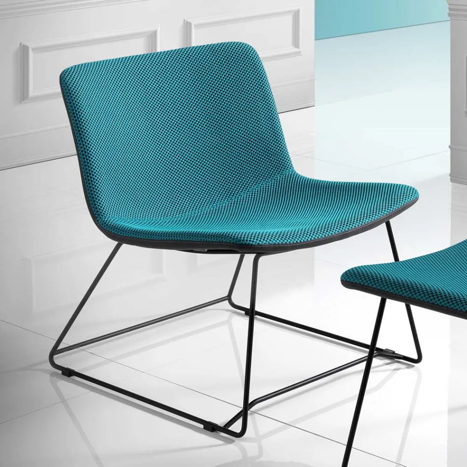 Scaun cu suport pentru picioare din material Vulcano si picioare metalice Made in Italy - Amane Viadurini