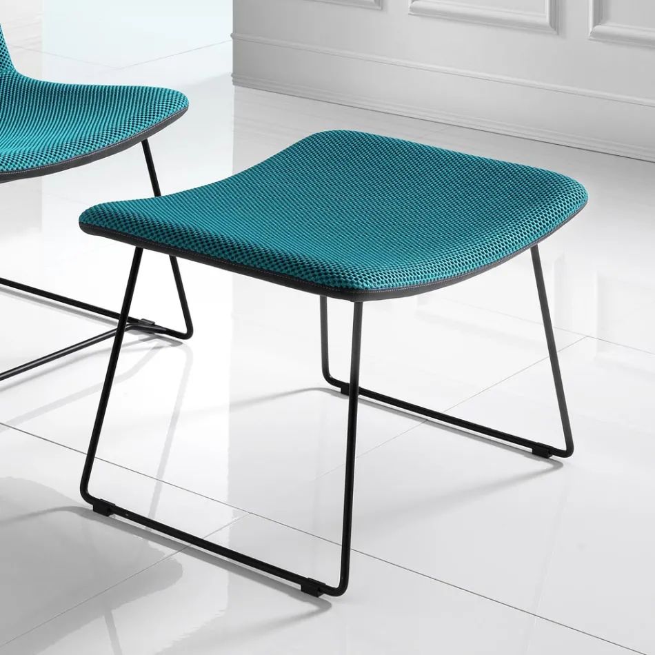 Scaun cu suport pentru picioare din material Vulcano si picioare metalice Made in Italy - Amane Viadurini