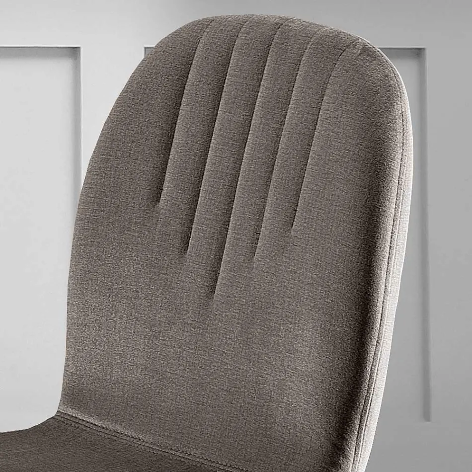 Scaun cu Sezut din Tesatura Monococ si Picioare din Lemn Made in Italy - Nezoku Viadurini