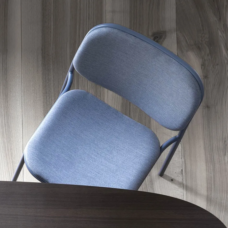 Scaun de Bucatarie Tapitat din Tesatura si Metal Made in Italy 2 Piese - Sangria Viadurini