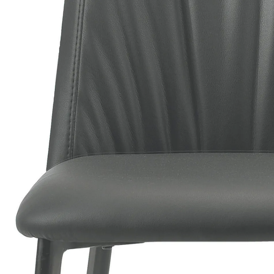 Scaun de bucatarie din imitatie piele si otel Made in Italy 4 piese - Alexia Viadurini