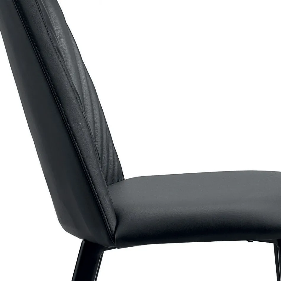 Scaun de bucatarie din imitatie piele si otel Made in Italy 4 piese - Alexia Viadurini