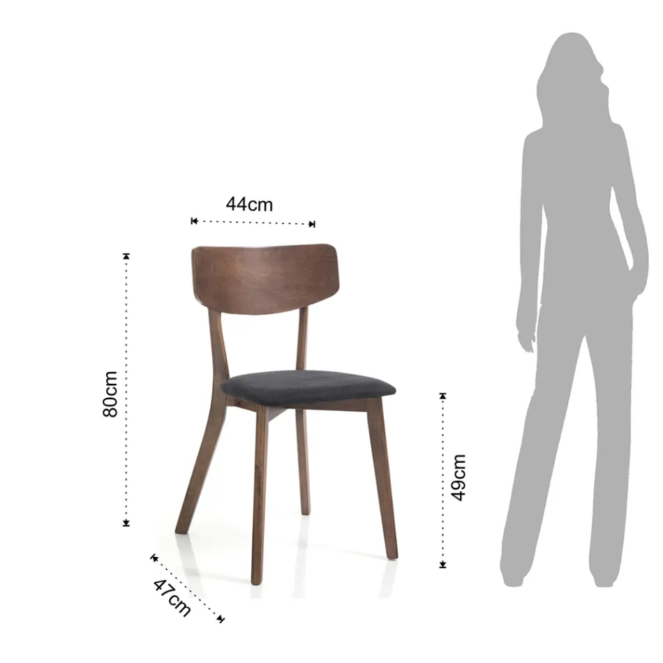 Scaun Bucatarie din Tesatura cu Structura din Lemn Masiv 2 Piese - Tonino Viadurini