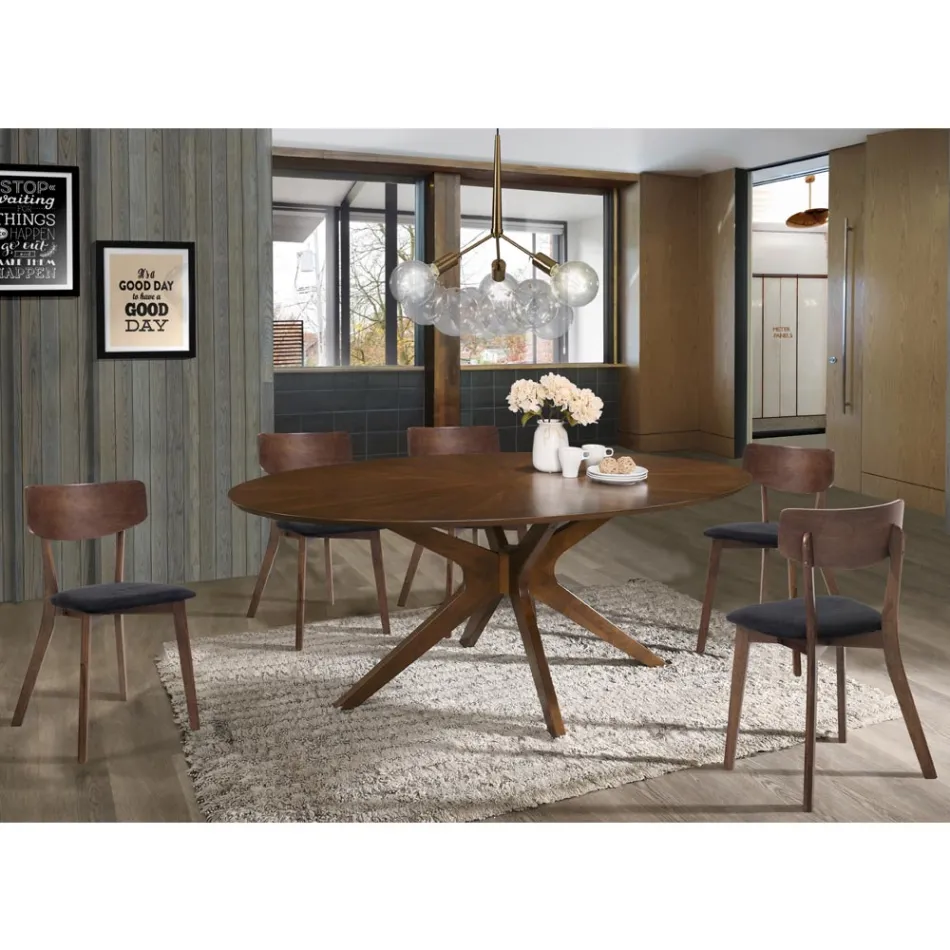 Scaun de bucatarie din stofa cu structura din lemn masiv din 2 piese - Tonino Viadurini