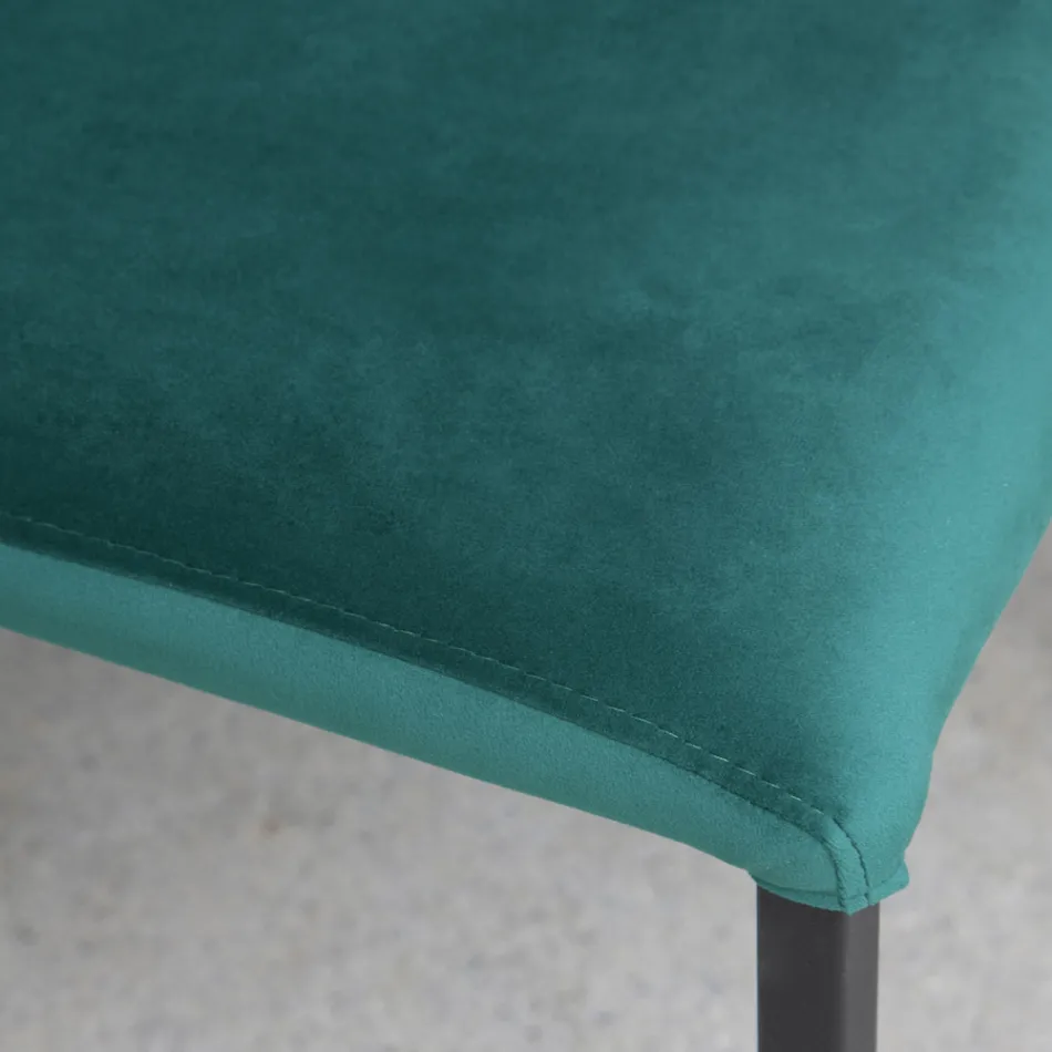 Scaun Bucatarie cu Picioare Metal si Scaun din Catifea, 4 Bucati - Darvina Viadurini