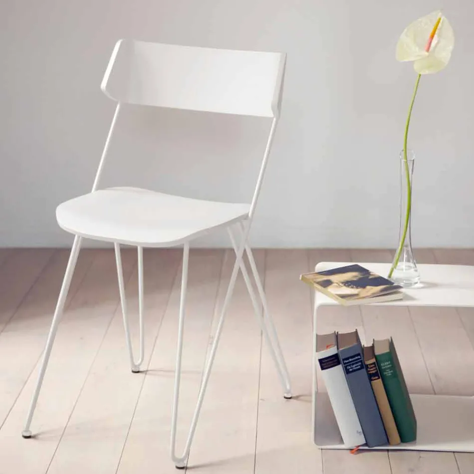 Scaun de bucătărie manual din lemn și oțel prețios Fabricat în Italia - Granada Viadurini