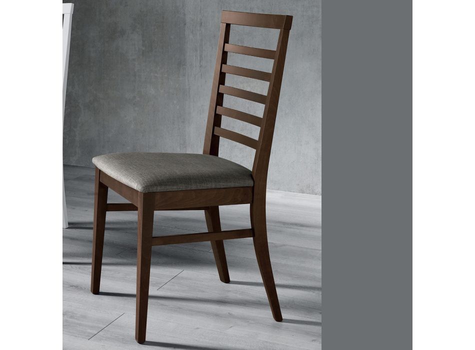 Scaun de bucatarie din lemn si scaun din stofa de design italian - Jeanine Viadurini