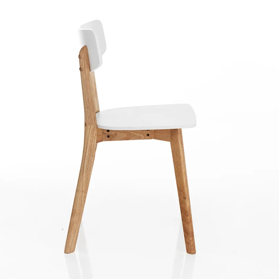 Scaun de bucatarie din lemn masiv alb si stejar vopsit 2 piese - Tonino Viadurini