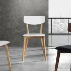 Scaun de bucatarie din lemn masiv alb si stejar vopsit 2 piese - Tonino Viadurini