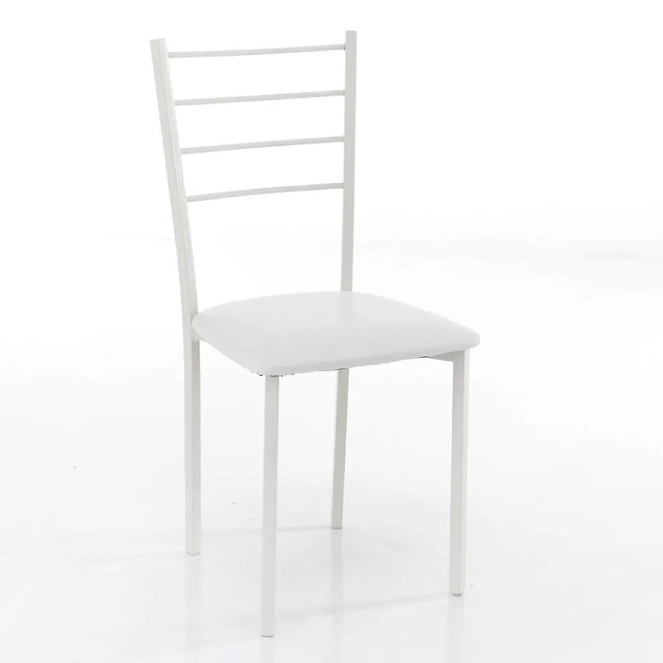 Scaun Bucatarie din Piele Sintetica si Metal Vopsit 4 Bucati - Remida Viadurini