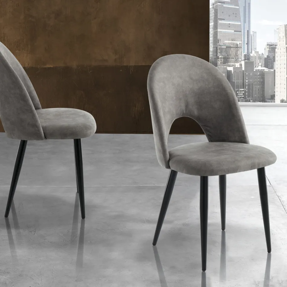 Scaun Bucatarie din Piele Sintetica Efect Invechit 4 Bucati - Renetta Viadurini