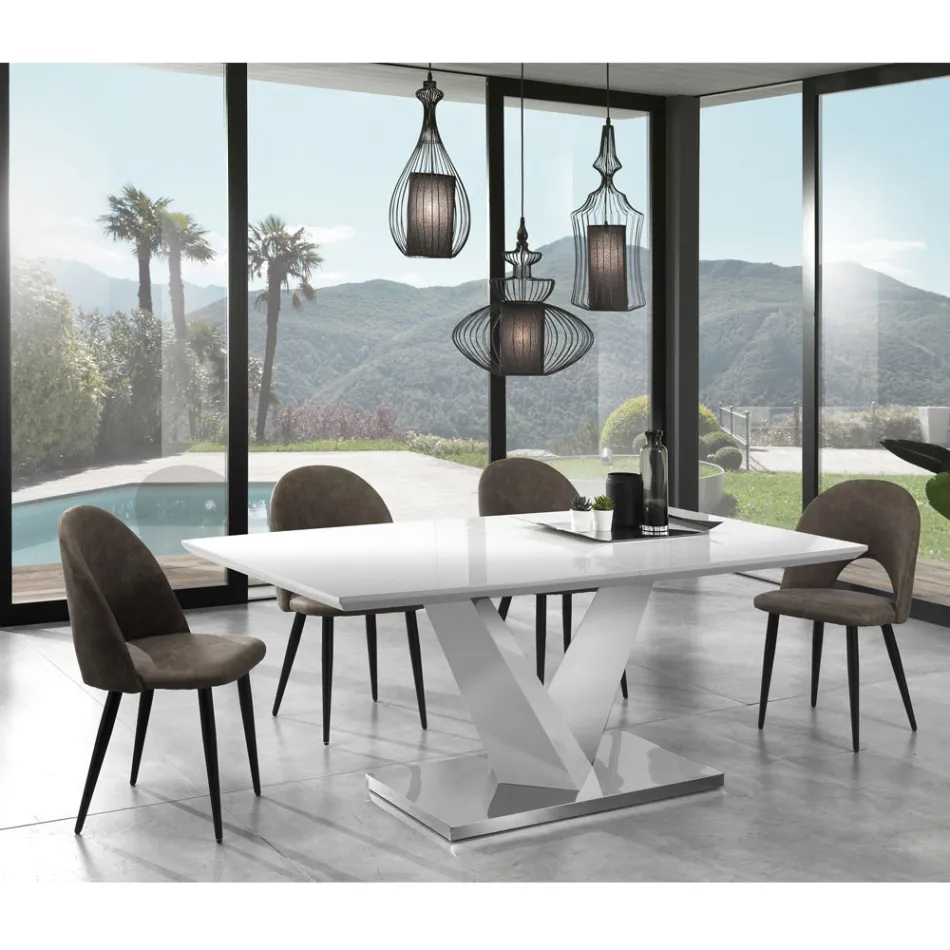 Scaun Bucatarie din Piele Sintetica Efect Invechit 4 Bucati - Renetta Viadurini