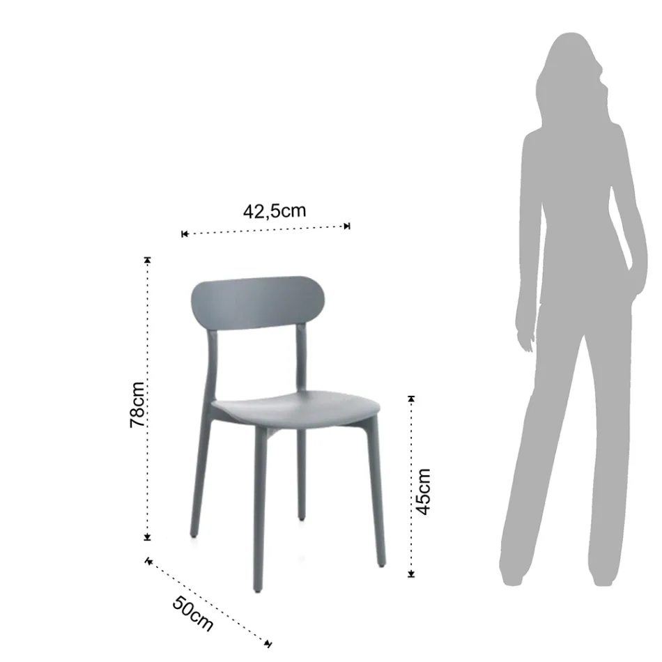 Scaun Bucatarie Polipropilena Alb sau Gri Mat 4 Bucati - Milano Viadurini