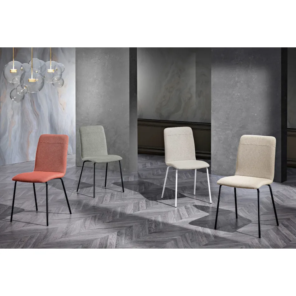 Scaun de bucatarie din stofa colorata si design modern metalic - Hermione Viadurini