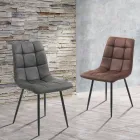 Scaun Bucatarie Tesatura cu Picioare Metal Negru 4 Bucati - Albastru Deschis Viadurini