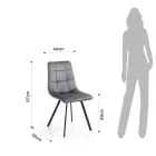 Scaun Bucatarie Tesatura cu Picioare Metal Negru 4 Bucati - Albastru Deschis Viadurini