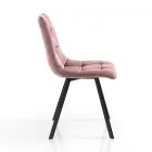 Scaun Bucatarie Tesatura cu Picioare Metal Negru 4 Bucati - Albastru Deschis Viadurini