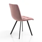 Scaun Bucatarie Tesatura cu Picioare Metal Negru 4 Bucati - Albastru Deschis Viadurini