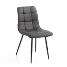 Scaun Bucatarie Tesatura cu Picioare Metal Negru 4 Bucati - Albastru Deschis Viadurini