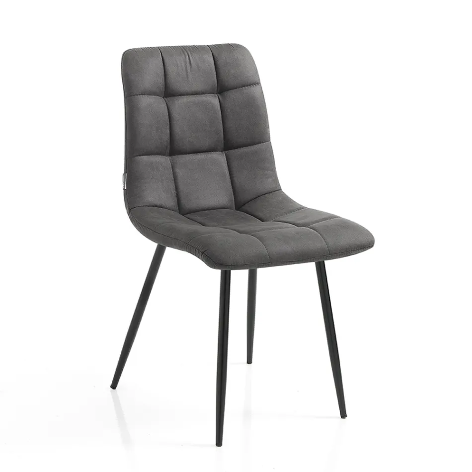 Scaun Bucatarie Tesatura cu Picioare Metal Negru 4 Bucati - Albastru Deschis Viadurini