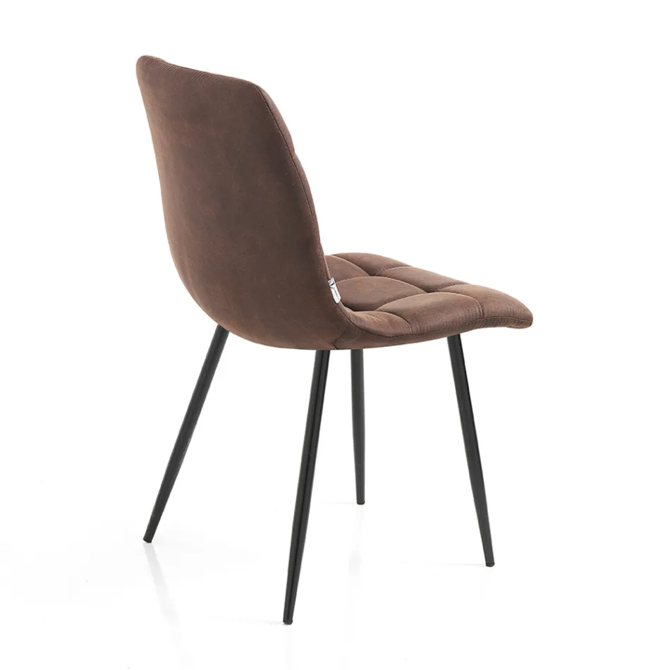 Scaun Bucatarie Tesatura cu Picioare Metal Negru 4 Bucati - Albastru Deschis Viadurini