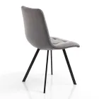 Scaun Bucatarie Tesatura cu Picioare Metal Negru 4 Bucati - Albastru Deschis Viadurini