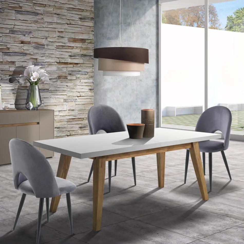 Scaun Bucatarie din Tesatura Efect Catifea si Metal 4 Bucati - Renetta Viadurini