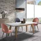 Scaun Bucatarie din Tesatura Efect Catifea si Metal 4 Bucati - Renetta Viadurini