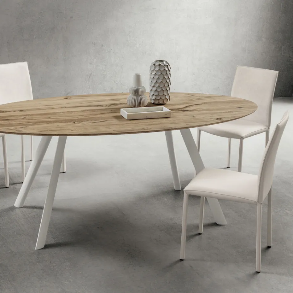 Scaun de bucatarie tapitat in intregime din piele ecologica Made in Italy, 2 bucati - Maria Viadurini