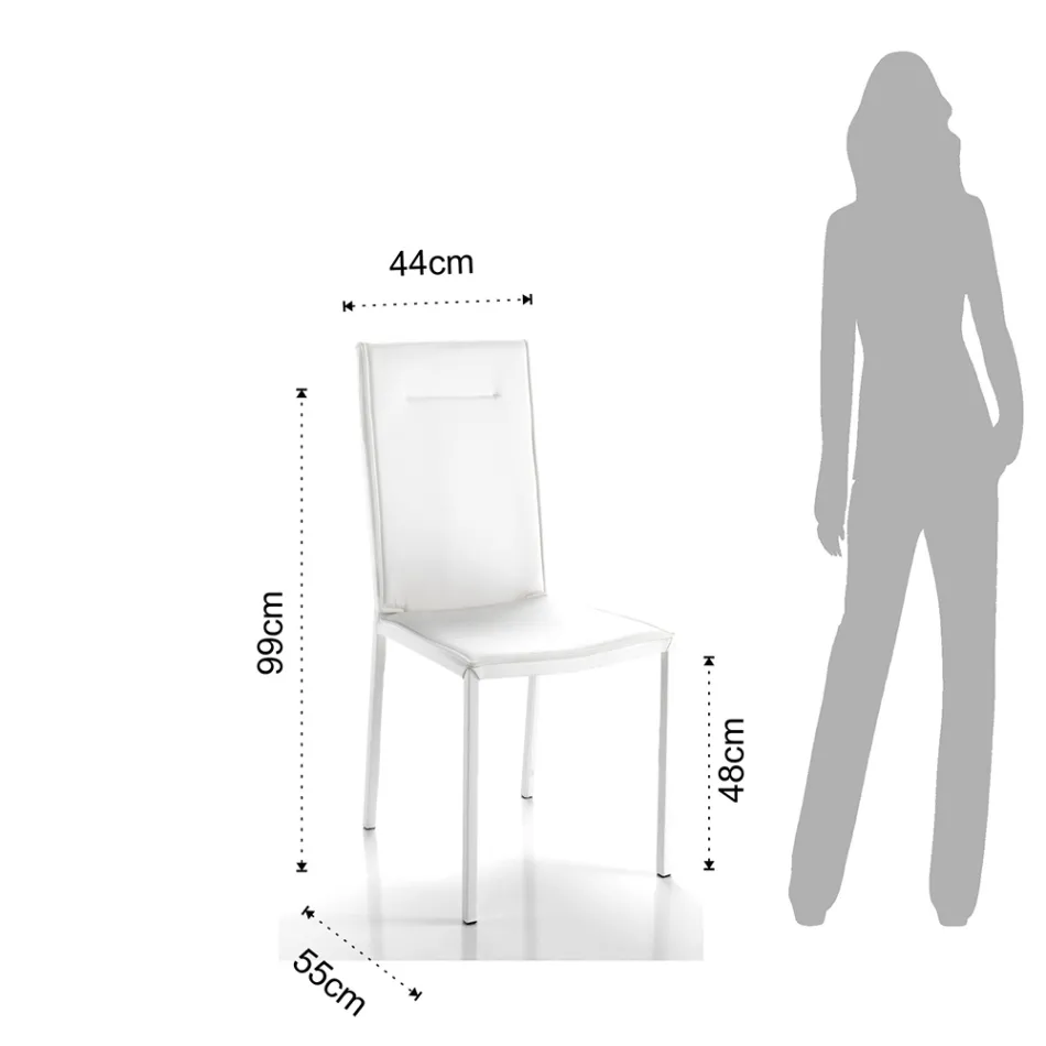 Scaun de Bucatarie Tapitat Complet din Piele Sintetica 2 Piese - Atenea Viadurini