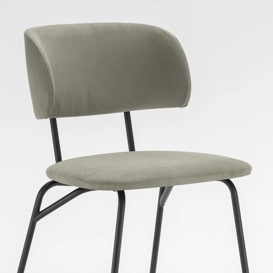 Scaun de Bucatarie Tapitat cu Microfibra Made in Italy, 2 Bucati - Rebecca Viadurini