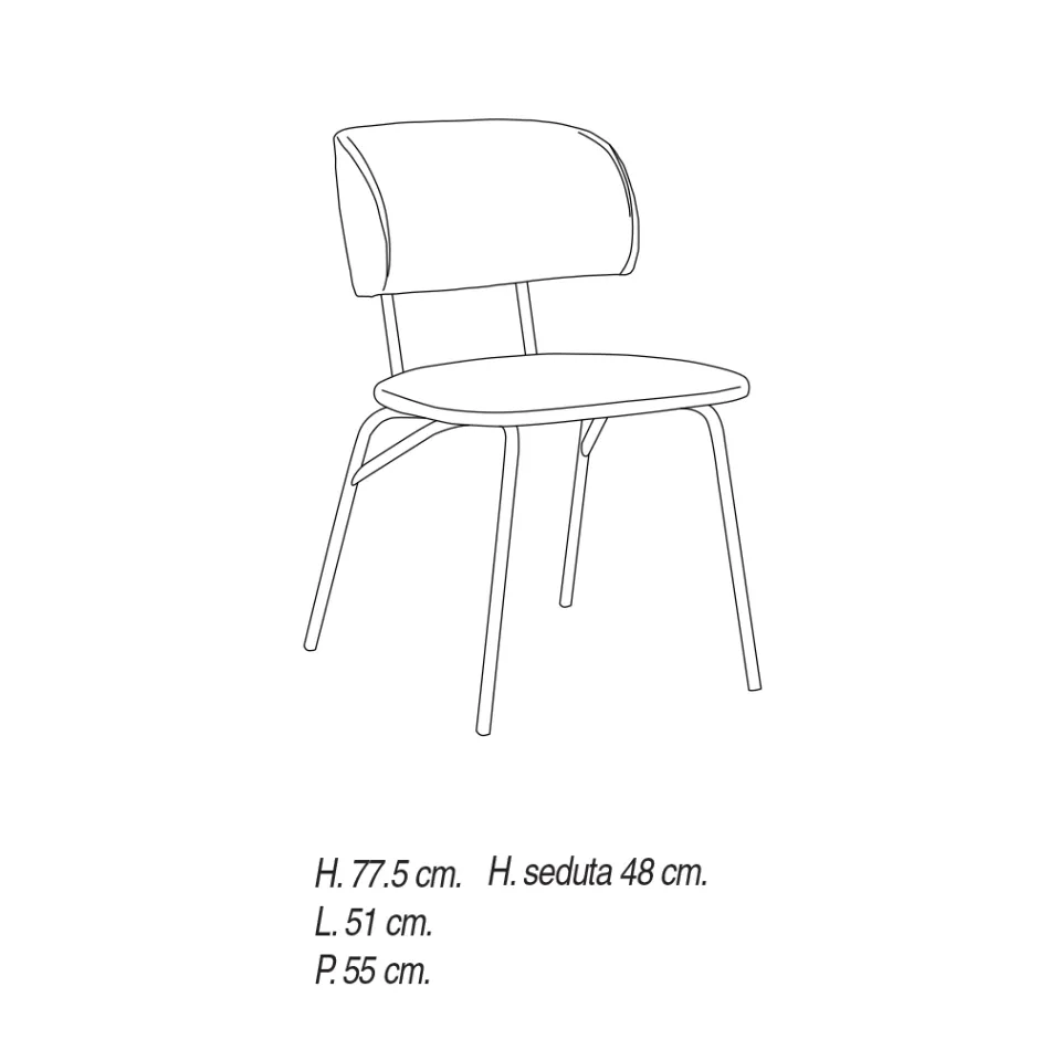 Scaun de Bucatarie Tapitat cu Microfibra Made in Italy, 2 Bucati - Rebecca Viadurini