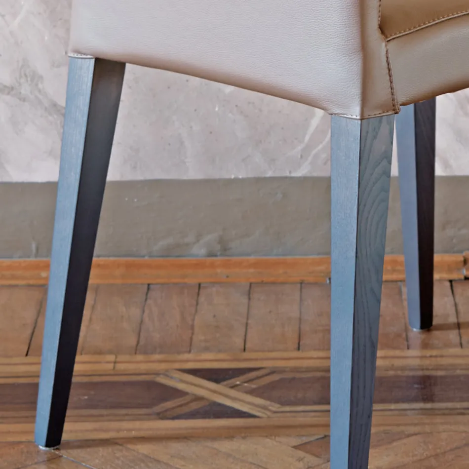 Scaun de bucatarie tapitat cu piele cu structura de frasin Made in Italy - Sunny Viadurini