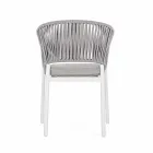 Scaun exterior cu cotiere în casă de aluminiu alb și gri - Rubio Viadurini