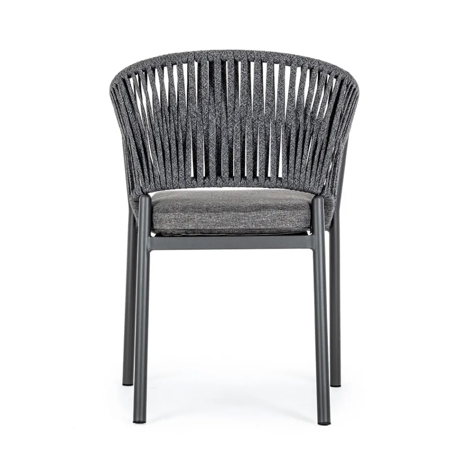 Scaun de exterior stivuibil cu scaun din stofa, Homemotion 4 piese - Aleandro Viadurini