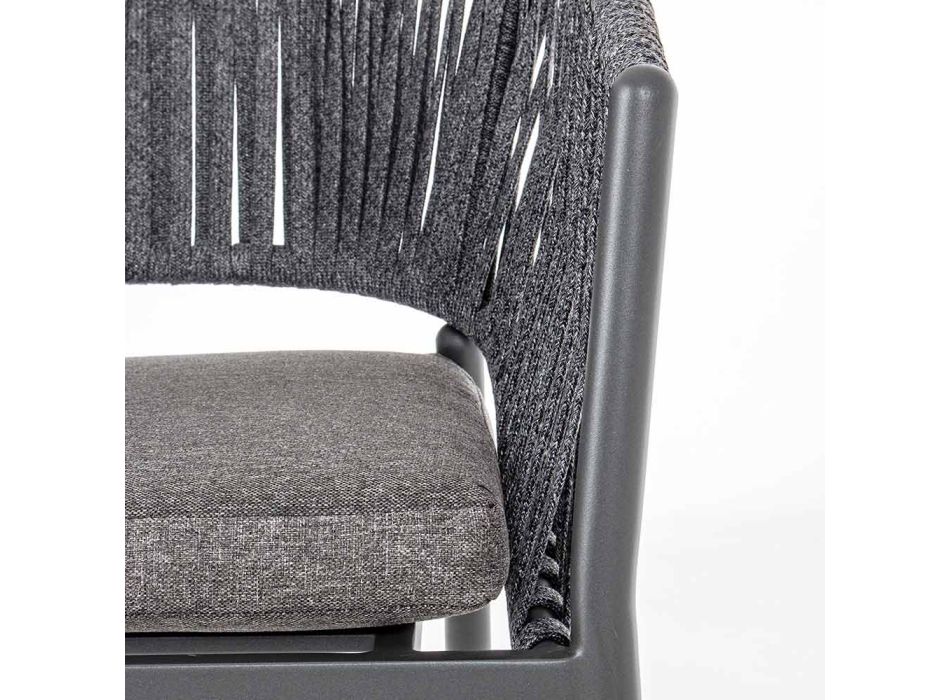 Scaun de exterior stivuibil cu scaun din stofa, Homemotion 4 piese - Aleandro Viadurini