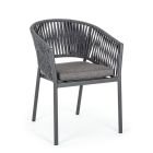 Scaun de exterior stivuibil cu scaun din stofa, Homemotion 4 piese - Aleandro Viadurini