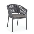 Scaun de exterior stivuibil cu scaun din material, Homemotion 4 bucăți - Aleandro