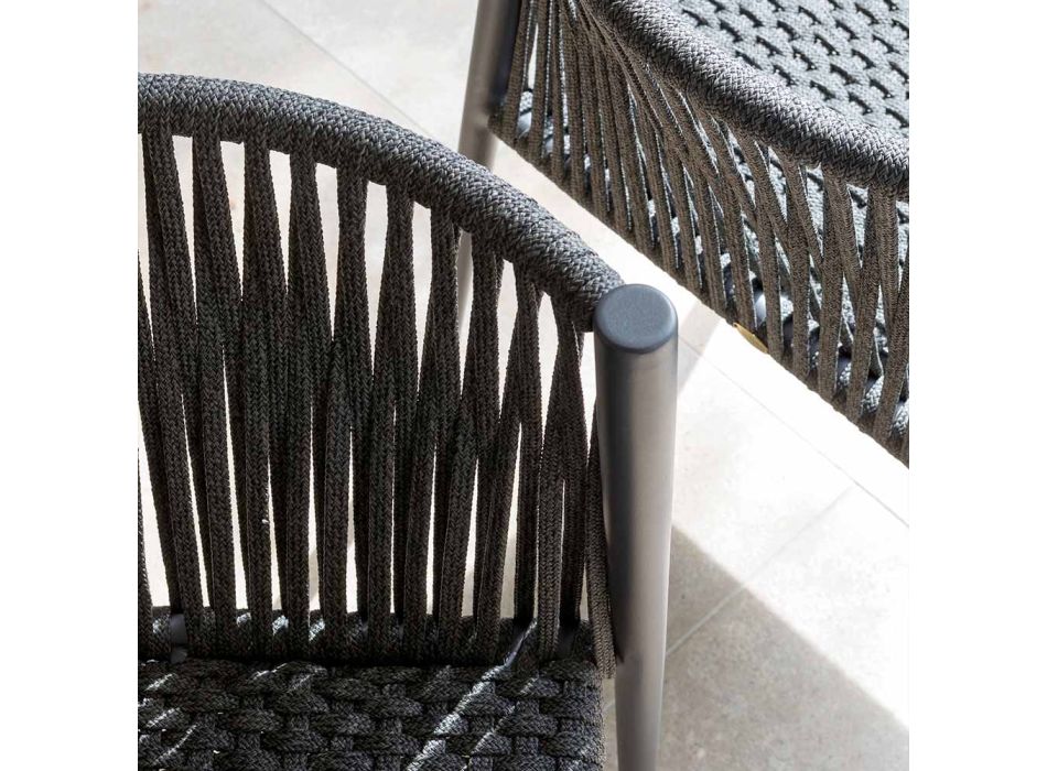 Scaun stivuibil pentru exterior din aluminiu și frânghie Made in Italy - Nymeria Viadurini