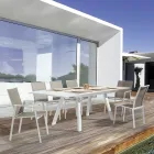 Scaun de exterior stivuibil din Aluminiu si Textilena, Homemotion 4 Piese - Serge Viadurini