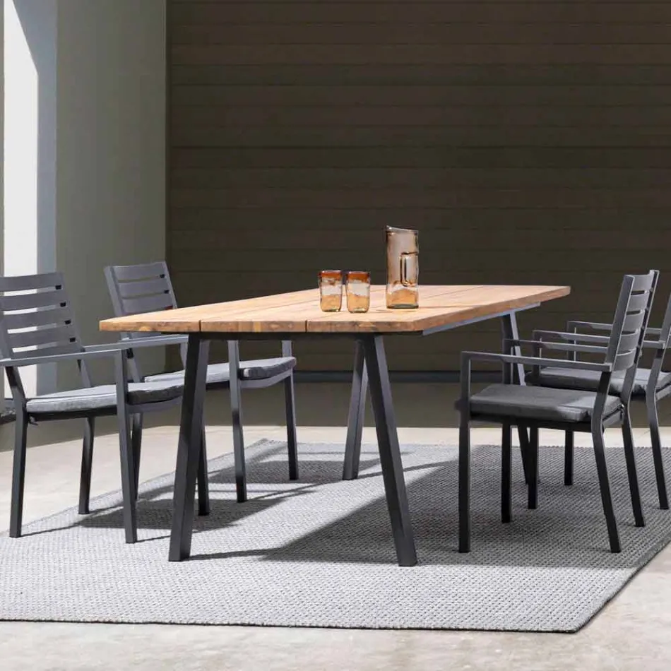 Scaun de exterior din aluminiu stivuibil Homemotion, 4 bucăți - Carina Viadurini