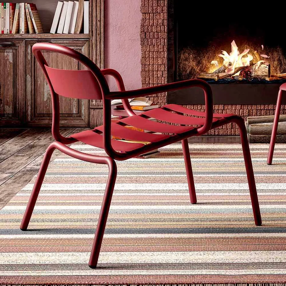 Scaun din aluminiu stivuibil în exterior, realizat în Italia, 2 piese - Shyla Viadurini