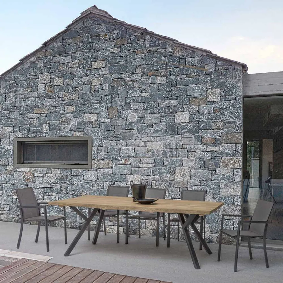 Scaun de exterior stivuibil din aluminiu vopsit, Homemotion, 4 piese - Vicki Viadurini