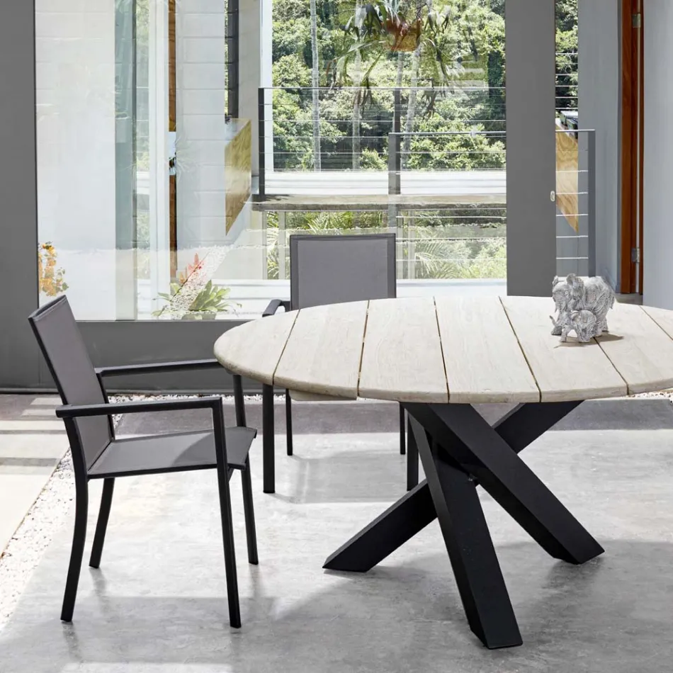 Scaun de exterior stivuibil din aluminiu vopsit, Homemotion, 4 piese - Vicki Viadurini