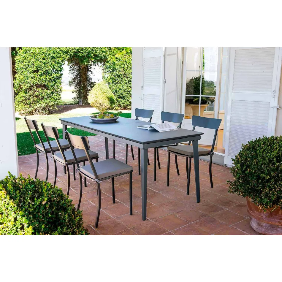 Scaun de exterior stivuibil din metal vopsit realizat în Italia, 4 piese - tul Viadurini